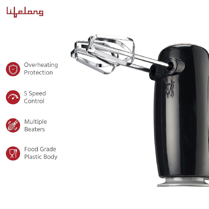 Lifelong 300 Watts Regalia Hand Mixer- Black-2.webp